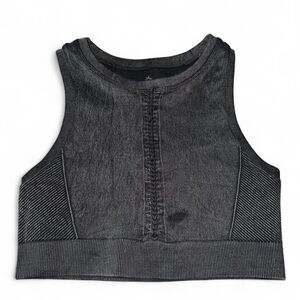 aerie Black Ribbed High Neck Sports Bra